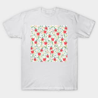 Summer Meadow Floral Nature Illustration T-Shirt